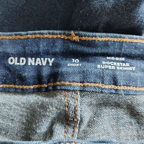 OLD NAVY Rockstar Dark Wash Mid Rise Sz 10 Short Petite Skinny Stretch Jeans - Picture 4 of 4